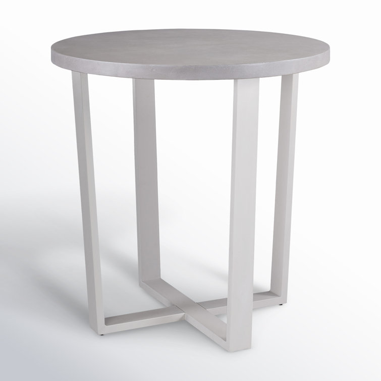 Gray Aluminum Round Outdoor Pub Table with X-base