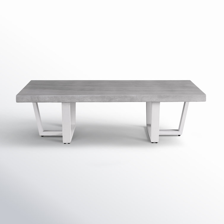 Gray Concrete and Metal Coastal Rectangular Coffee Table