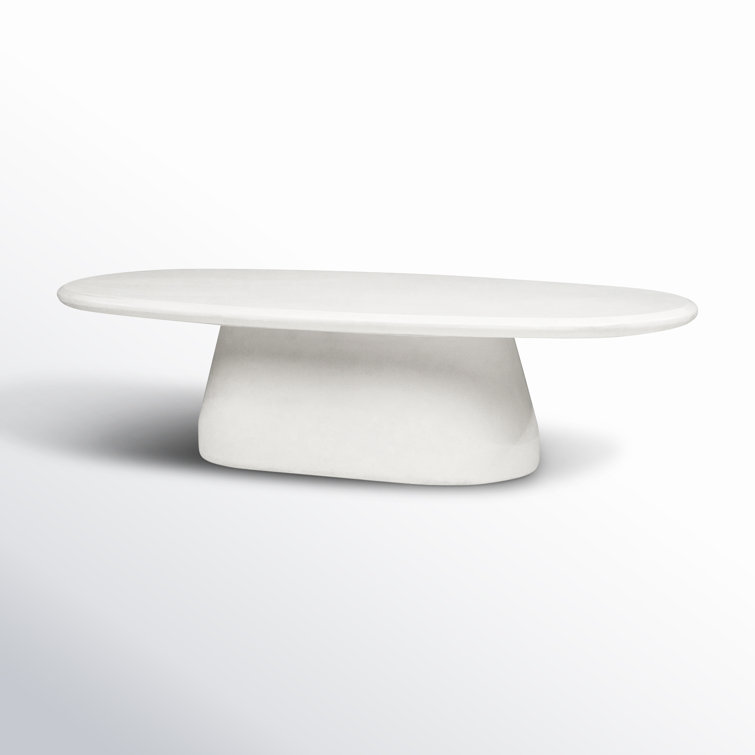 Avry 55'' White Stone Oval Outdoor Coffee Table