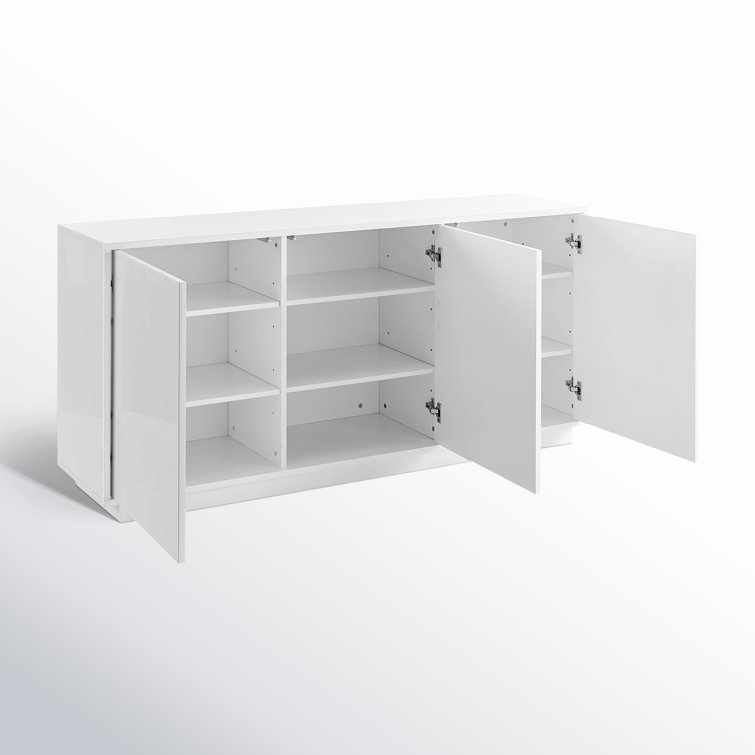 Carson 65'' White Minimalist Sideboard with Chrome Hardware