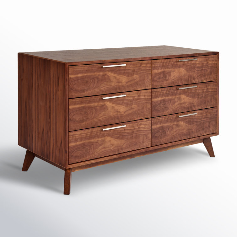 Walnut Veneer Mid-Century Modern Double Dresser