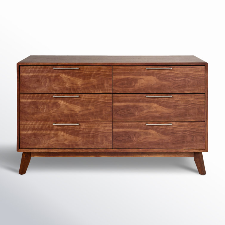 Walnut Veneer Mid-Century Modern Double Dresser
