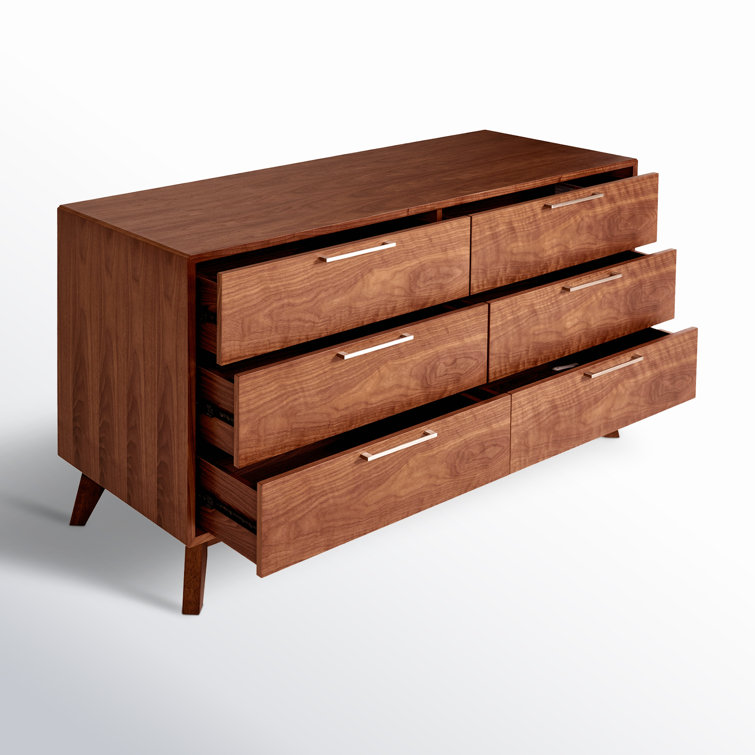 Walnut Veneer Mid-Century Modern Double Dresser