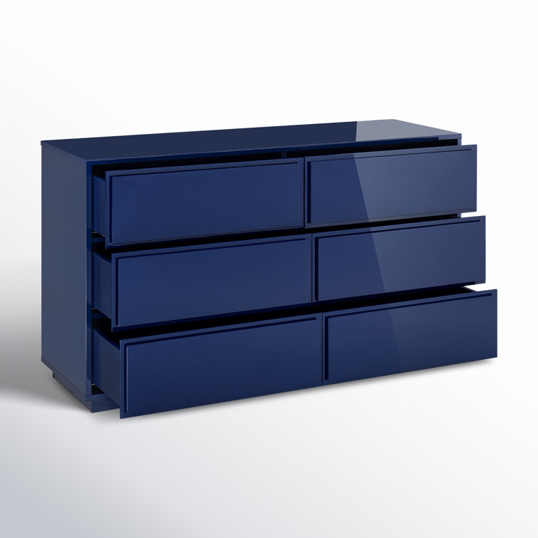 Carson Glossy Blue MDF 6-Drawer Sideboard