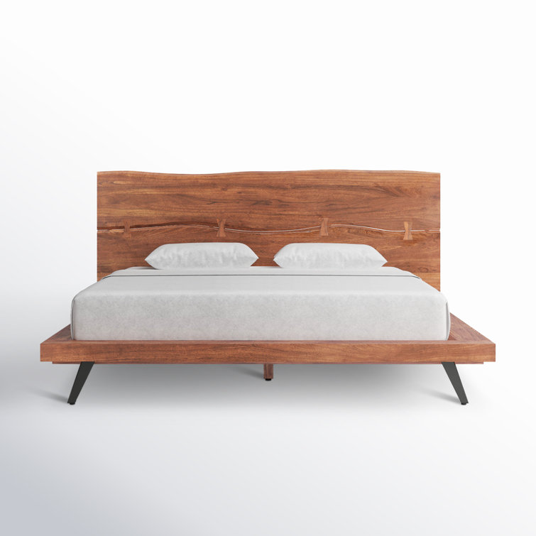 Madagascar Queen Platform Bed with Organic Edge Headboard