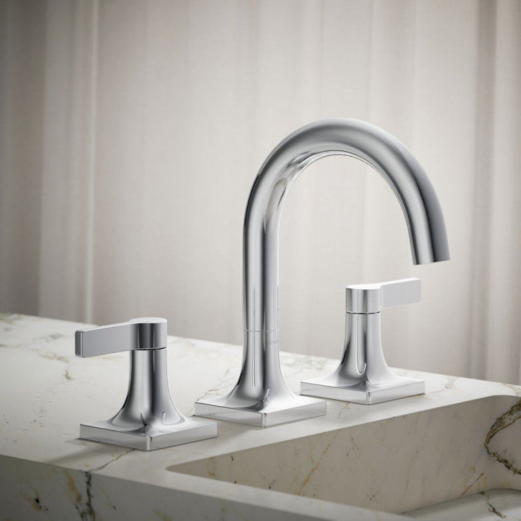 Polished Chrome Modern Widespread Bathroom Sink Faucet