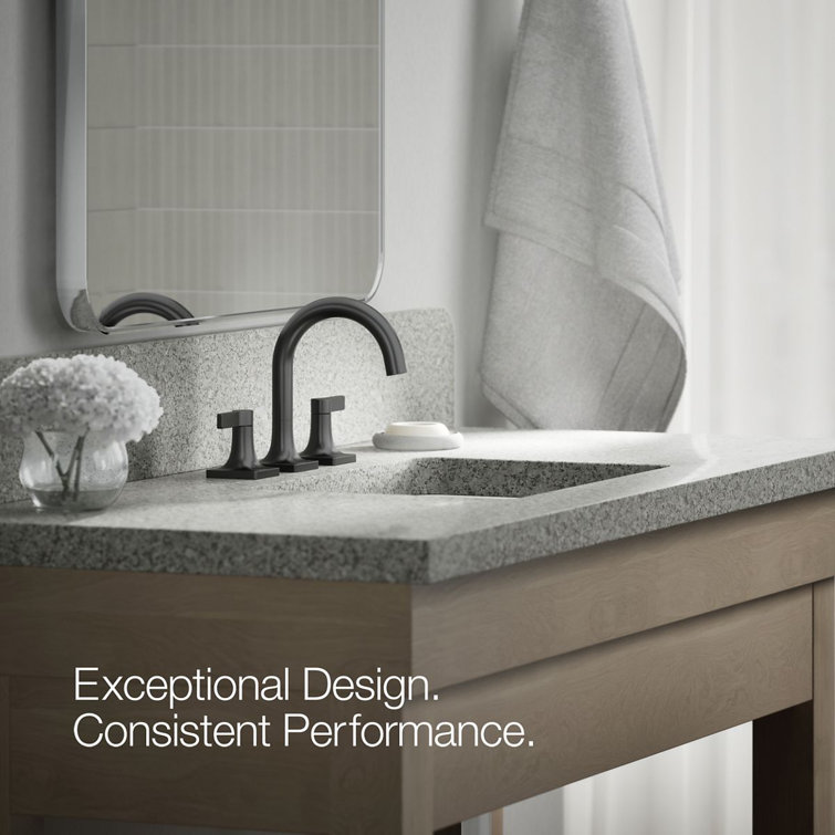 Matte Black Brass Widespread Bathroom Sink Faucet with Clicker Drain