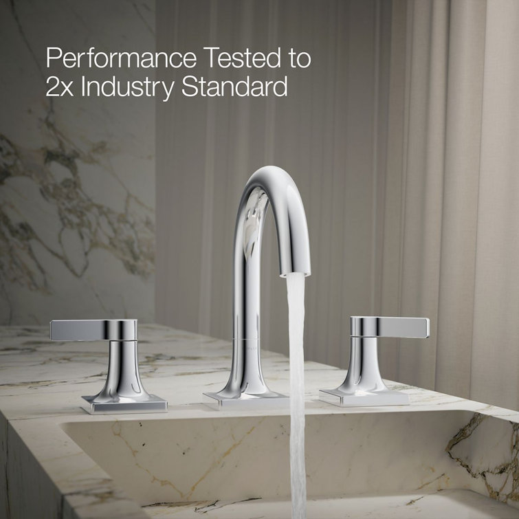 Polished Chrome Modern Widespread Bathroom Sink Faucet