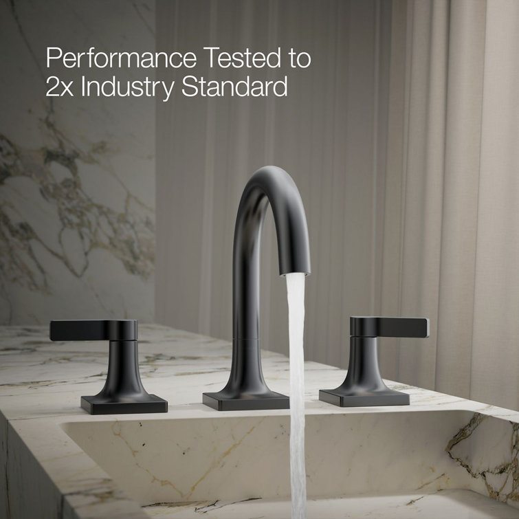 Matte Black Brass Widespread Bathroom Sink Faucet with Clicker Drain