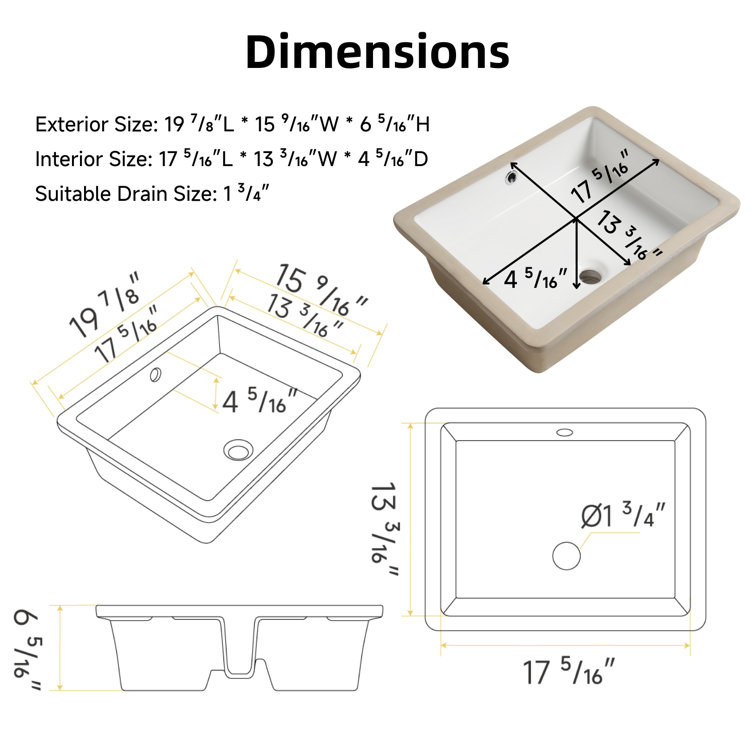 20-Inch White Gloss Ceramic Undermount Bathroom Sink