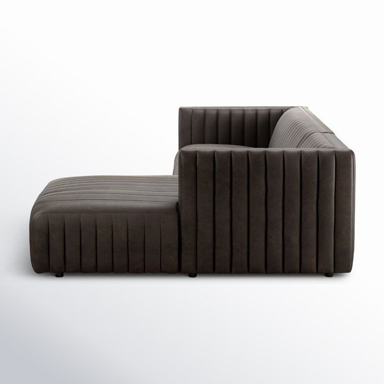 Deacon Wolf Genuine Leather Tufted Two-Piece Sectional Sofa