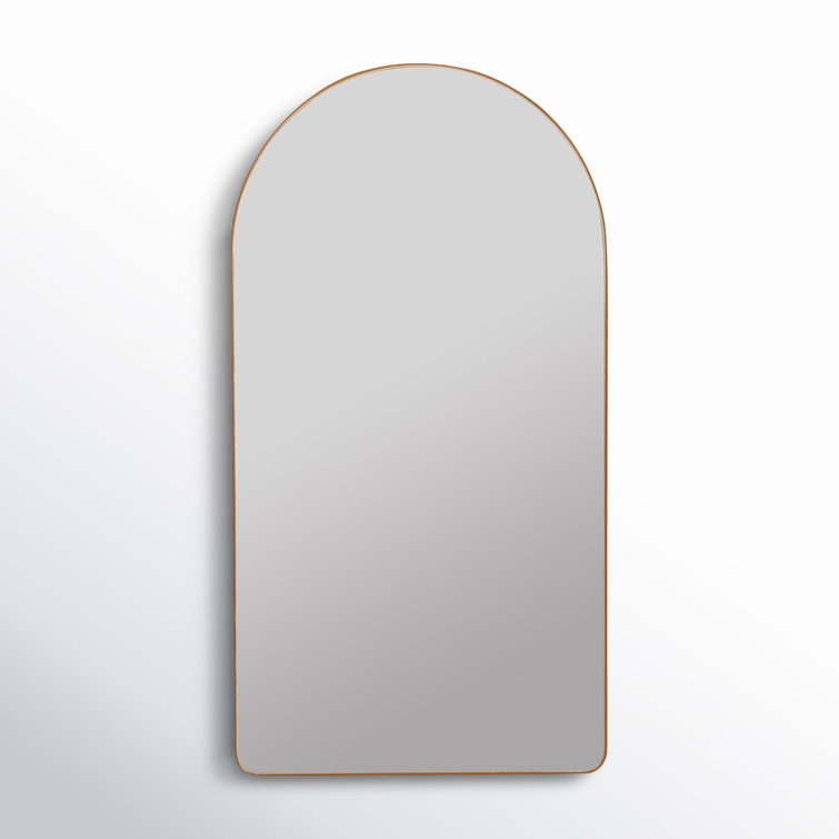 Gold Arched Metal Medicine Cabinet with Mirror
