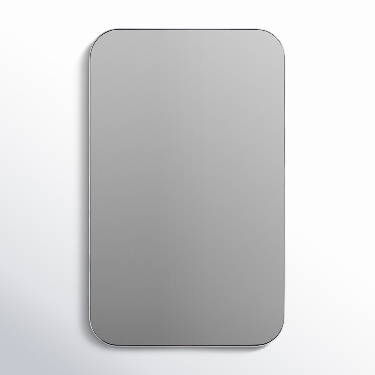 Silver Metal Slim Frame Medicine Cabinet with Mirror