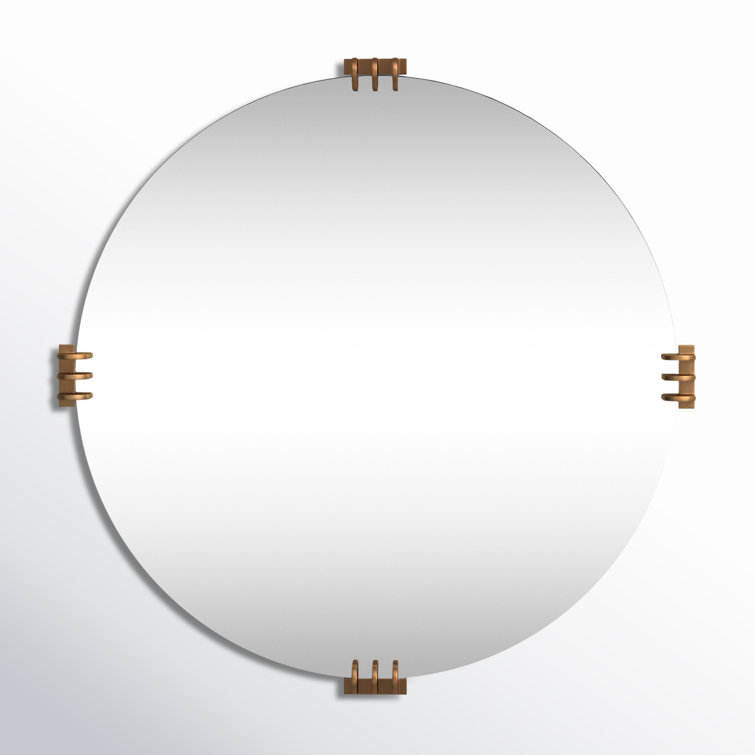 Aubrey 30" Round Frameless Gold Wall Mirror
