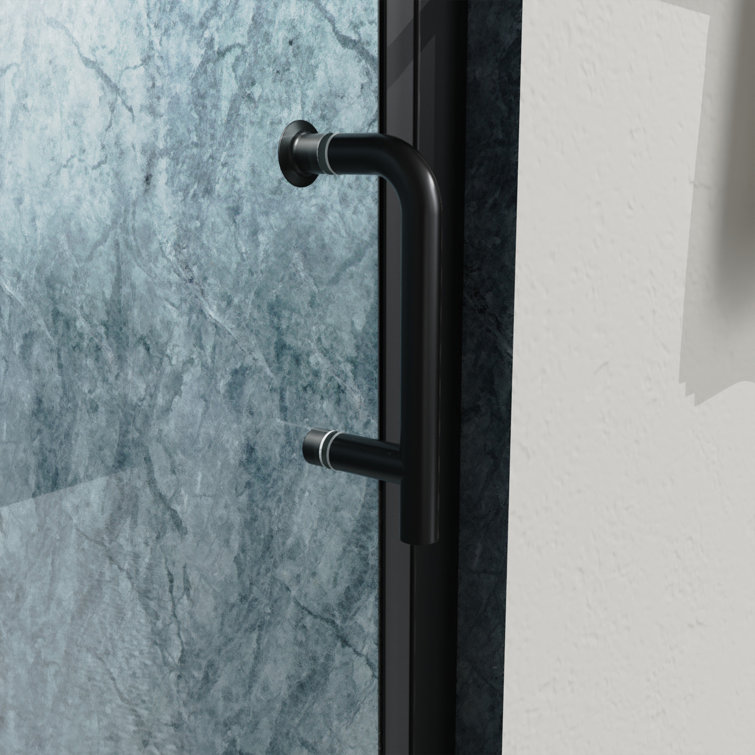 Black Semi-Frameless Tempered Glass Shower Door 34'' x 72''