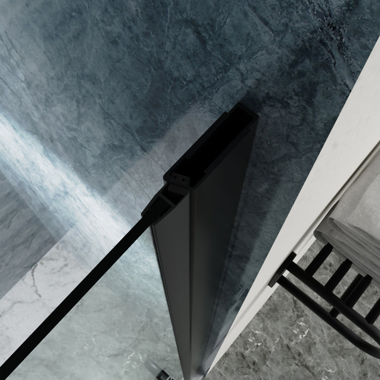 Black Semi-Frameless Tempered Glass Shower Door 34'' x 72''