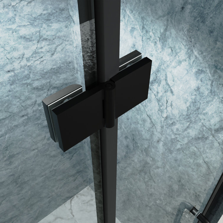 Matte Black Semi-Frameless Bi-Fold Shower Door with Clear Glass