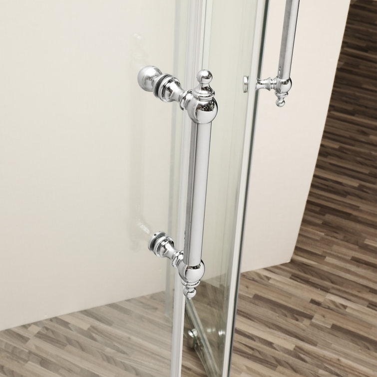 Chrome Finish Semi-Frameless Clear Glass Sliding Shower Enclosure