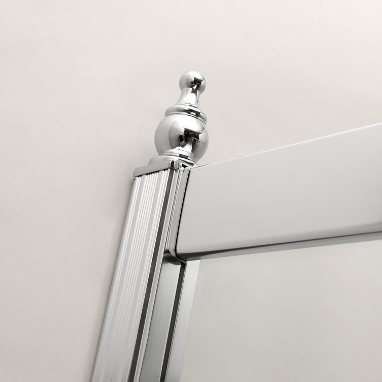 Chrome Finish Semi-Frameless Clear Glass Sliding Shower Enclosure