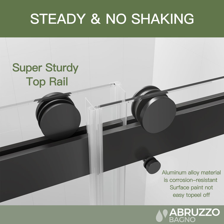 Black Frameless Sliding Shower Door with Tempered Glass