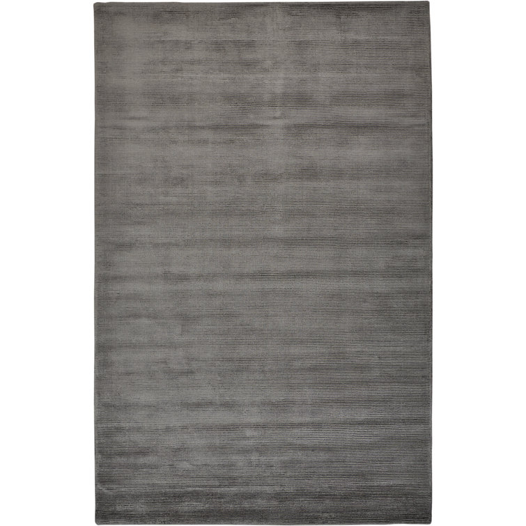 Charcoal Elegance 2'x3' Hand-Knotted Viscose Sheepskin Area Rug