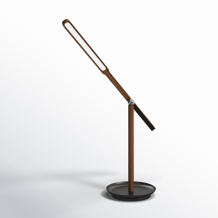 Walnut Adjustable LED Desk Lamp with Black Base