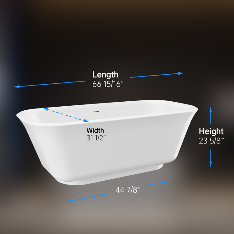 67" Glossy White Acrylic Freestanding Soaking Bathtub