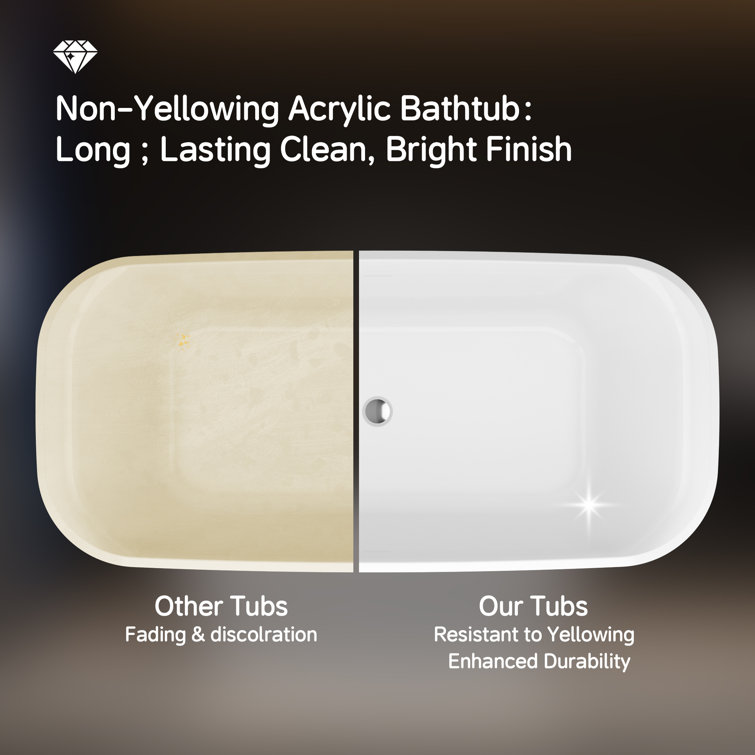67" Glossy White Acrylic Freestanding Soaking Bathtub