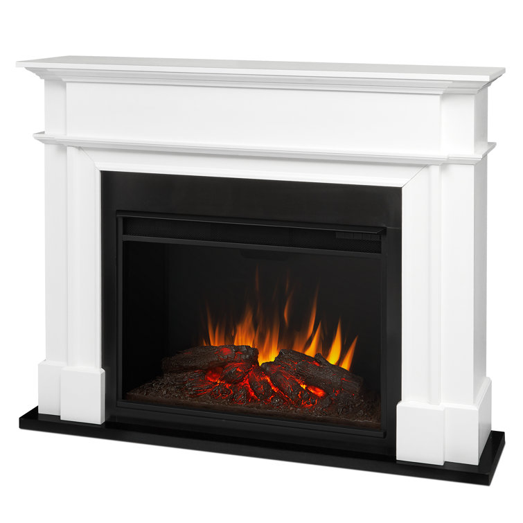 White Electric Fireplace with Mantel, 60" Tall