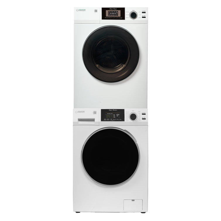 Compact White Electric Stacking Washer and Dryer Set
