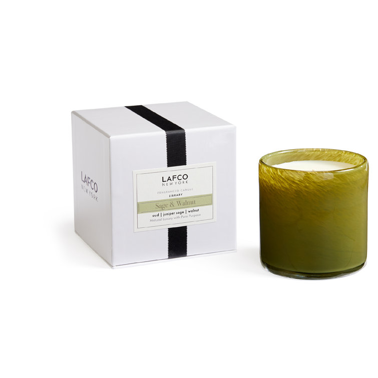 Sage and Walnut Scented Soy Candle in Green Glass
