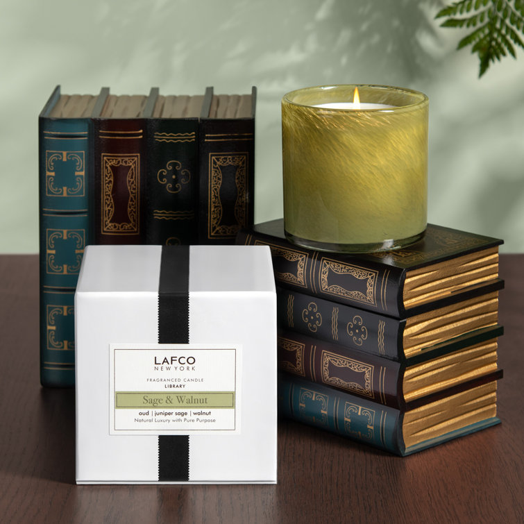 Sage and Walnut Scented Soy Candle in Green Glass