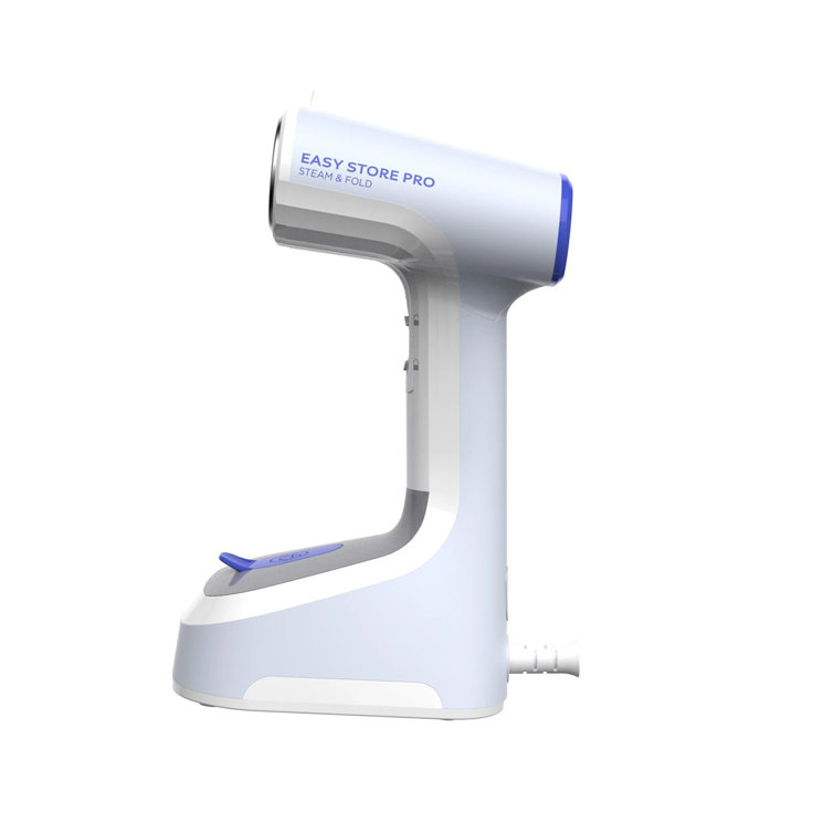 Compact Gray and White Foldable Handheld Steamer with Extra Long Cord