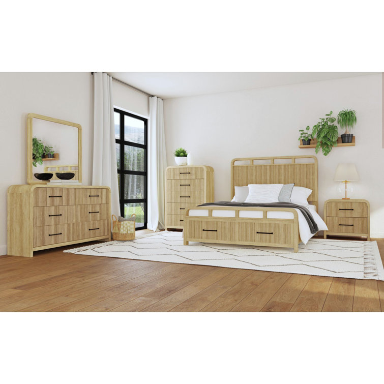 Natural Light Wood Dresser with Mirror and Felt Lined Drawers