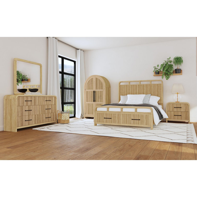 Natural Light Wood Dresser with Mirror and Felt Lined Drawers