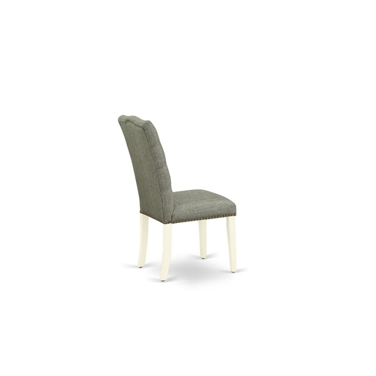 Linen White Extendable Rubberwood Pedestal Dining Table Set with Smoke Chairs