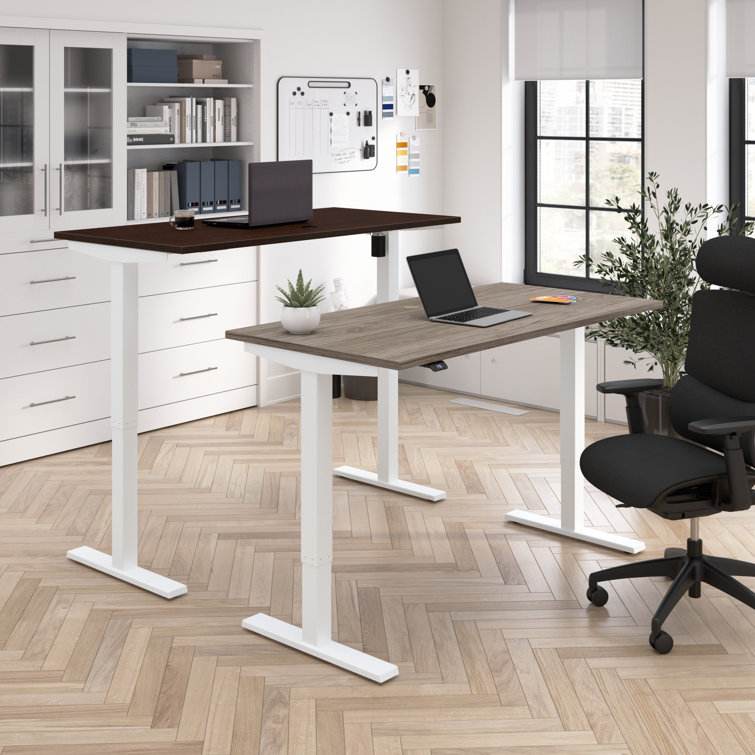 Mocha Cherry 47'' Motorized Sit/Stand Desk with Power Outlet