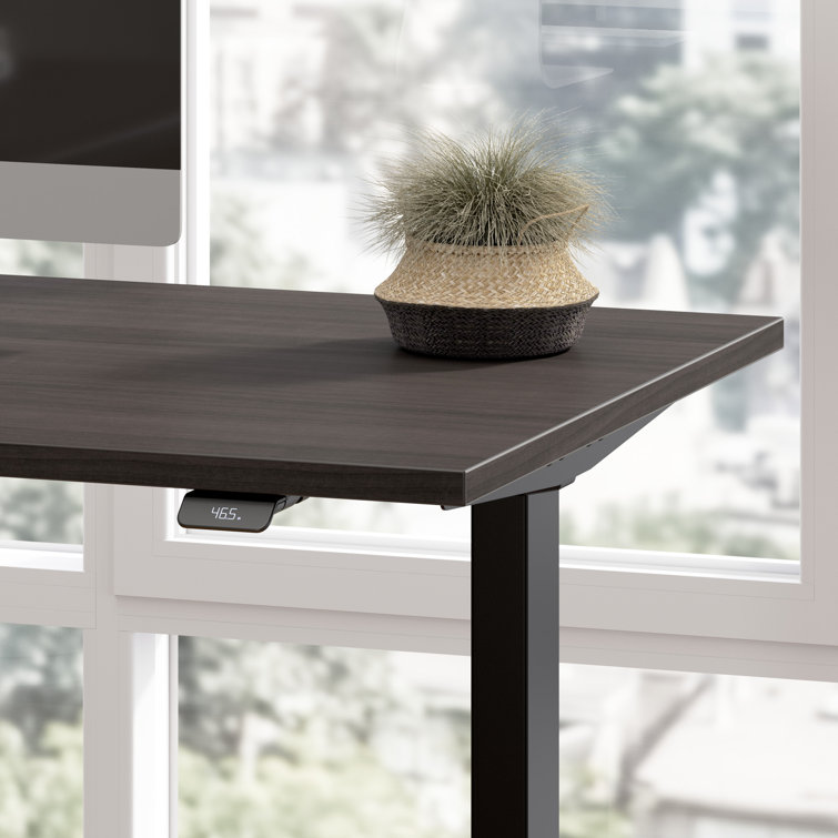 Storm Gray Electric Adjustable Height Desk with Black Steel Frame