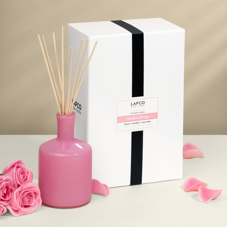 Duchess Peony 15oz Art Glass Reed Diffuser with Handmade Vessel