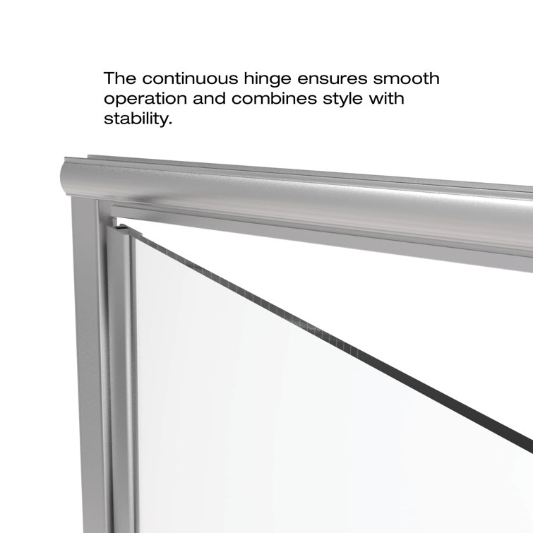 Infinity 58" Semi-Frameless Hinged Shower Door in Brushed Nickel with Clear Glass