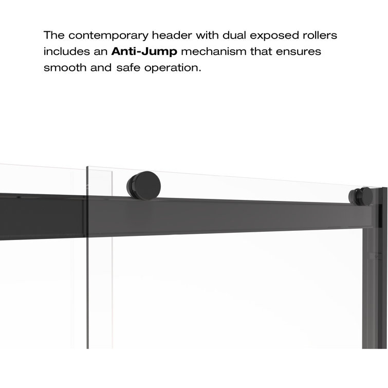 Matte Black 70" Semi-Frameless Sliding Shower Door with Clear Glass