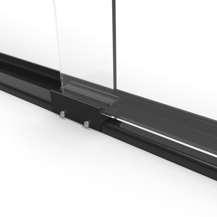 Matte Black 70" Semi-Frameless Sliding Shower Door with Clear Glass