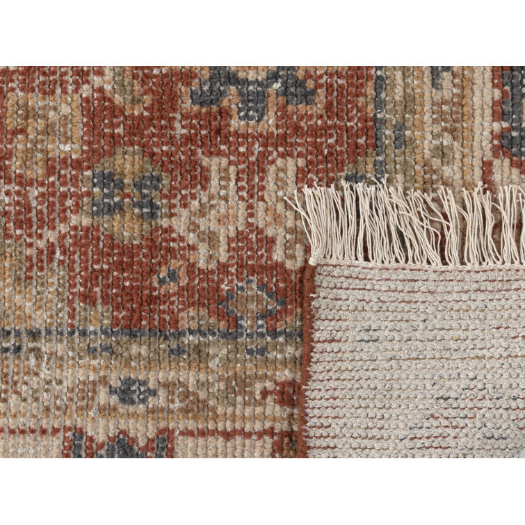 Hand-Knotted Red Wool Floral Rectangular Rug 3' x 5'
