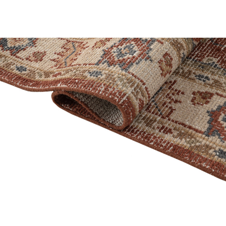 Hand-Knotted Red Wool Floral Rectangular Rug 3' x 5'