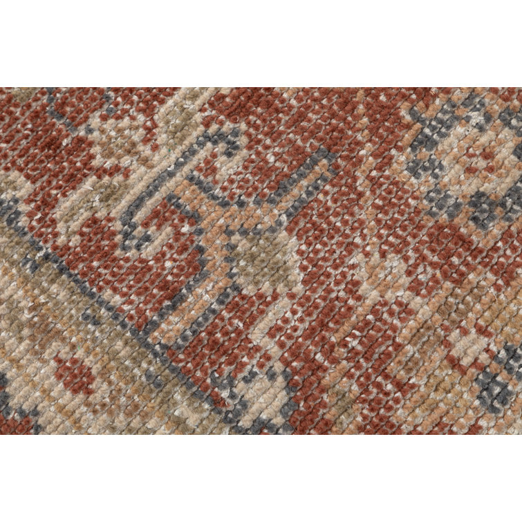 Hand-Knotted Red Wool Floral Rectangular Rug 3' x 5'