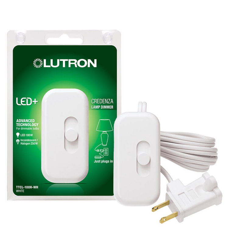 Lutron White Plug-In Single Pole Dimmer Slide Switch