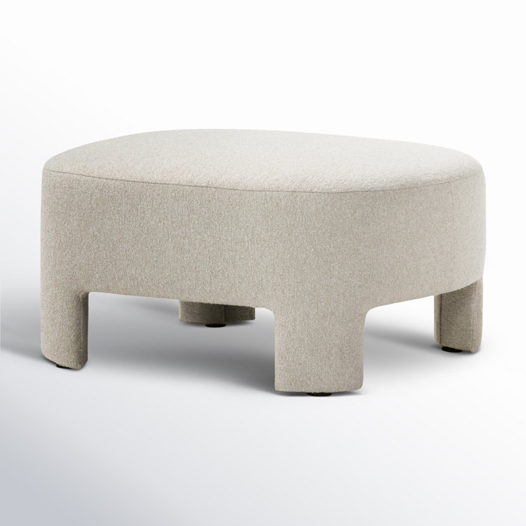 Crete Pebble Upholstered Square Ottoman with Plywood Frame