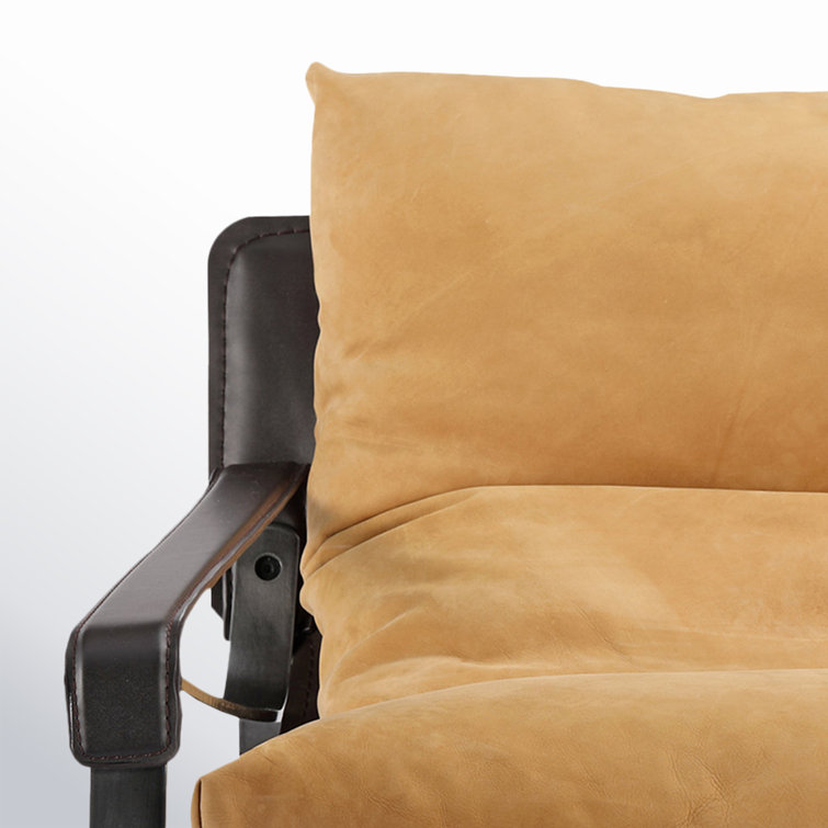 Tan Bonded Leather Accent Chair with Iron Frame