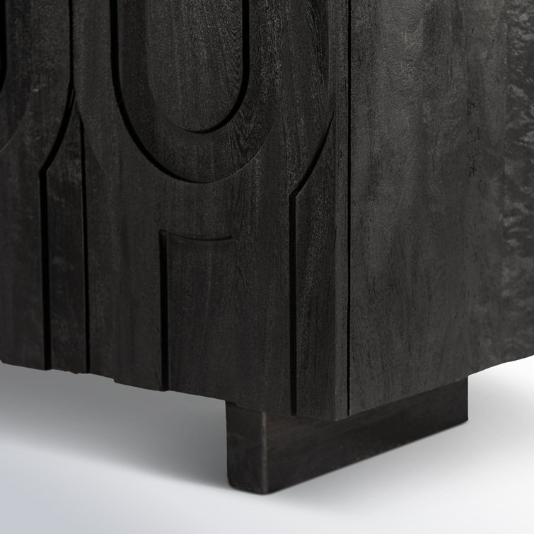 Dark Totem Black Reclaimed Wood Media Console with Cabinet