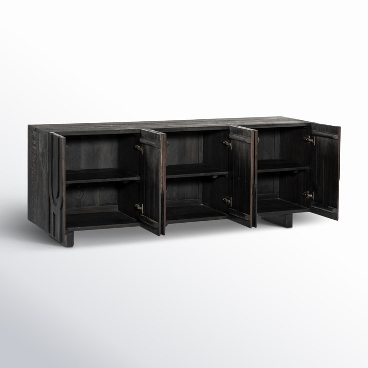 Dark Totem Black Reclaimed Wood Media Console with Cabinet